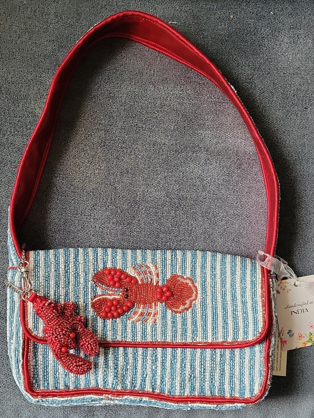 Viral Made In India Hand Beaded Lobster Shoulder Bag - Picture 1 of 8